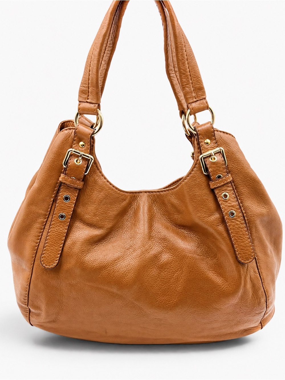 Authentic Michael Kors Leather Belted Hobo Shoulder Bag Tan Camel Mid-2010 Purse